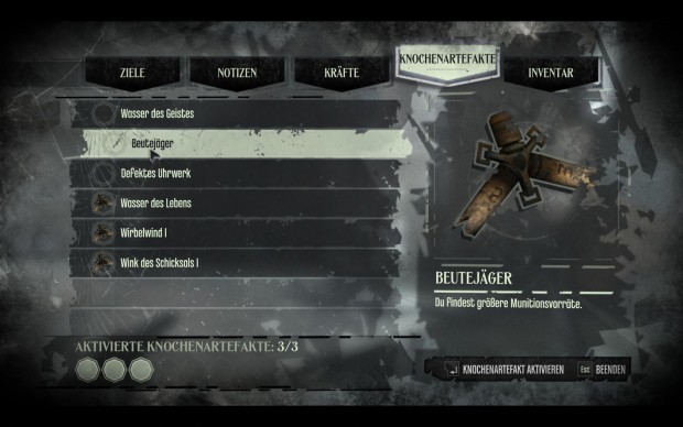 Knochenartefakte gewähren zusätzlich kleinere Boni.