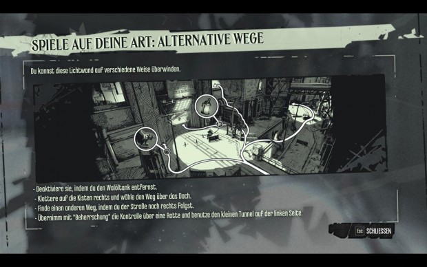 An Schlüsselstellen erkärt das Programm Details zum Spielprinzip.