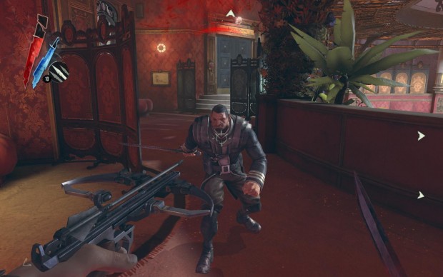 An einigen Stellen wie hier tauchen Wachen auch mal scheinbar aus dem Nichts auf.