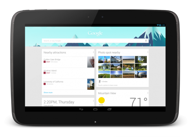 Google Now auf dem Nexus 10 (Quelle: Google)