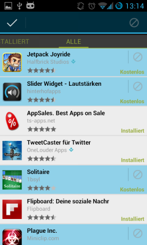 Auch Mehrfachlöschungen sind möglich.