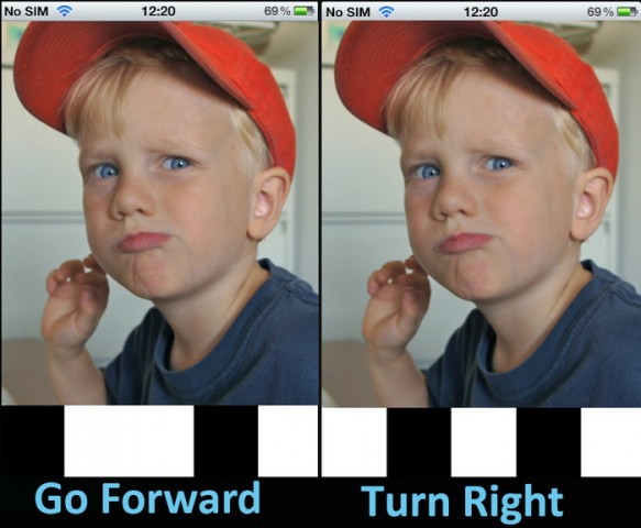 Steuersequenzen auf dem iPhone-Display unten (Bild: Kickstarter)