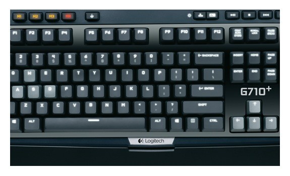 Oben links sind die Makrotasten der Logitech G710+ zu erkennen. (Bild: Logitech)