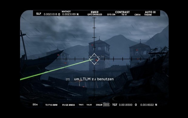 Mit einem Laser markieren wir die feindliche Festung...