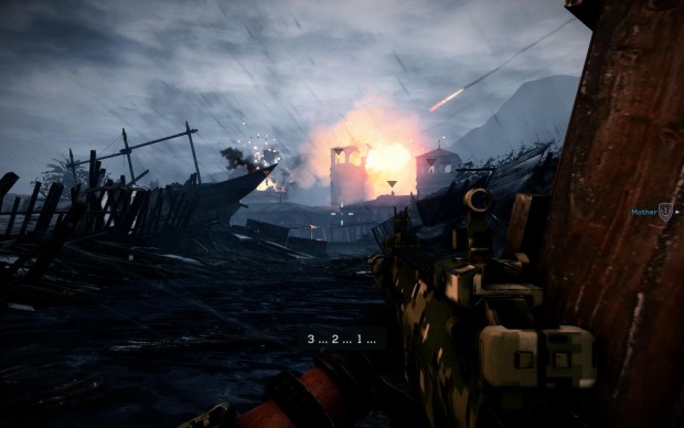 ... und wenig später zerstören Bomben das Gebäude.