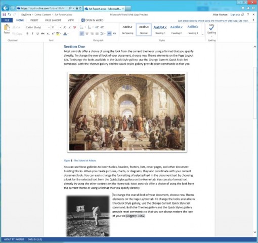 Word als Web-App mit neuer Layoutansicht