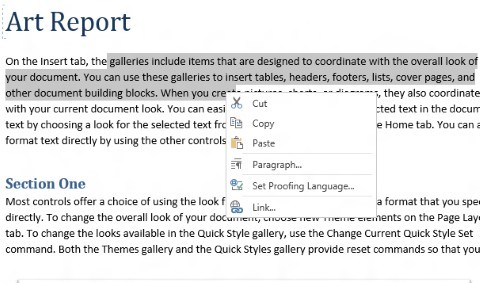 Kontextmenü bei Mausbedienung