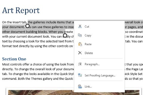Kontextmenü bei Touchbedienung