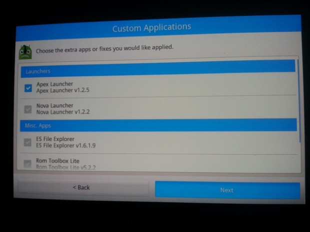 Während des Installationsprozesses können zusätzliche Apps eingerichtet werden. (Quelle: Androidguide.fr/xdadevelopers)