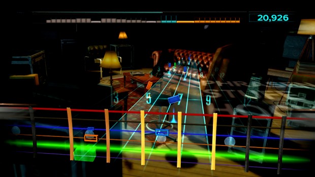 Jede Saite an Gitarre oder Bass bekommt eine eigene Farbe zugeordnet.