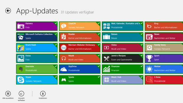 31 Apps ben&ouml;tigen Updates