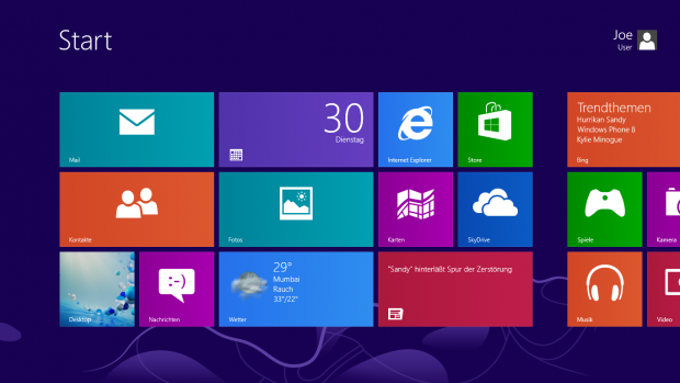 Viel Platz nach dem ersten Start durch gro&szlig;es Display