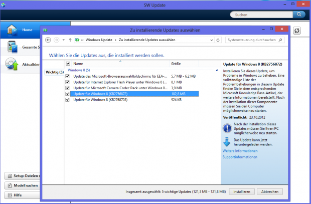 Windows 8 selbst braucht viele Updates....