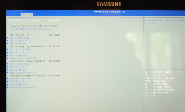 Die Verwaltung der Keys f&uuml;r Secure Boot im Bios