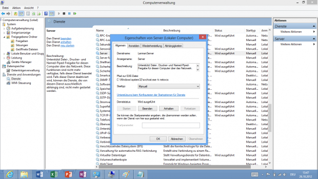 Ohne diesen Dienst funktioniert die Freigabe nicht.