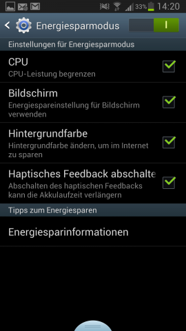 Außerdem hat Samsung einige Energiesparoptionen hinzugefügt.
