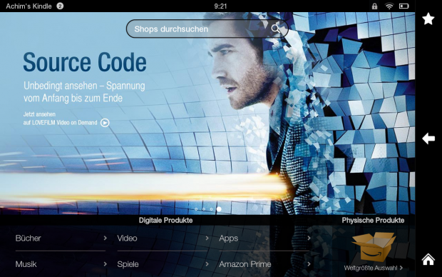 Mit dem Kindle Fire HD kann auf den Videostreamingdienst Lovefilm von Amazon zugegriffen werden. (Screenshot: Golem.de)