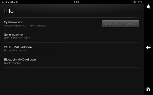 Dort lässt sich die Versionsnummer von Amazons angepasstem Android-Betriebssystem erfahren oder... (Screenshot: Golem.de)
