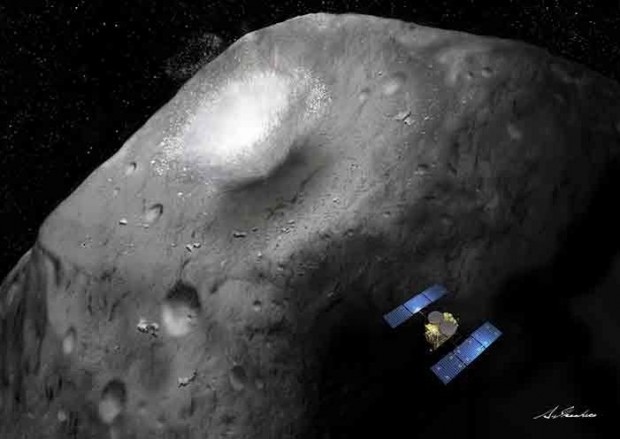 2018 soll Mascot an Bord des Raumschiffs Hayabusa-2 den Asteroiden 1999 JU 3 erreichen. (Bild: Jaxa)