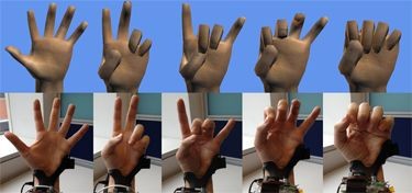 Fingerbewegungen und die Umsetzung durch Digits (Bild: Microsoft Research)