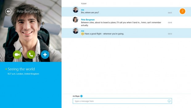 Skype für Windows 8 - Textchat (Bild: Skype)