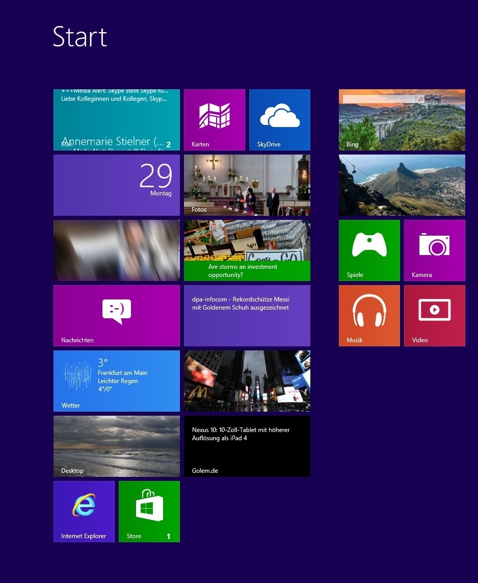 Windows 8: Hilfe gegen leere Live-Kacheln - Golem.de