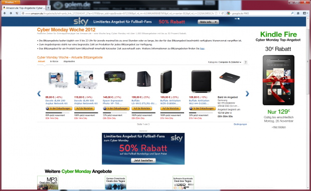 Rund zehn Sekunden zeigt die Amazon-Seite statisch den baldigen Start an.  (Screenshot: Golem.de)