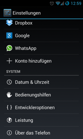 Die Entwickleroptionen in Android 4.1 (Cyanogenmod ROM CM10) (Screenshot: Golem.de)