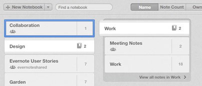 Notizbuchübersicht in Evernote 5 (Bild: Evernote)