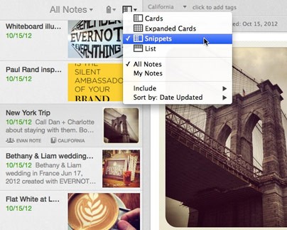 Notizübersicht in Evernote 5 (Bild: Evernote)