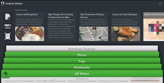 Evernote 5 auf dem iPad (Bild: Evernote)