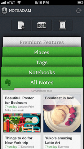 Evernote 5 für iOS auf dem iPhone (Bild: Evernote)