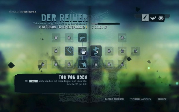 Drei Talentbäume gewähren uns mit genug Erfahrungspunkten neue Fähigkeiten.