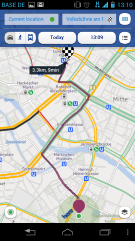 Die Routenplanung fürs Auto hat leider keine Sprachausgabe. (Screenshot: Golem.de)