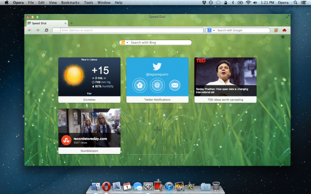Opera 12.10 - mit der Schnellstartseite (Quelle: Opera Software)