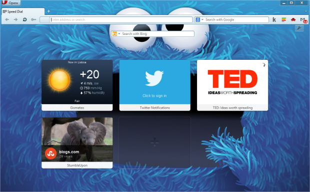 Opera 12.10 - mit der Schnellstartseite (Quelle: Opera Software)