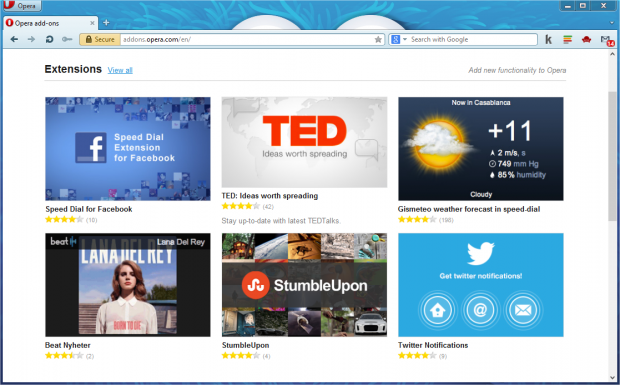 Opera 12.10 - Erweiterungen gibt es nur noch über Operas Portal. (Quelle: Opera Software)