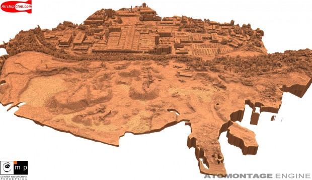 Atomontage - eine Vektor-Luftaufnahme in Voxel gewandelt (Bild: Branislav Siles)