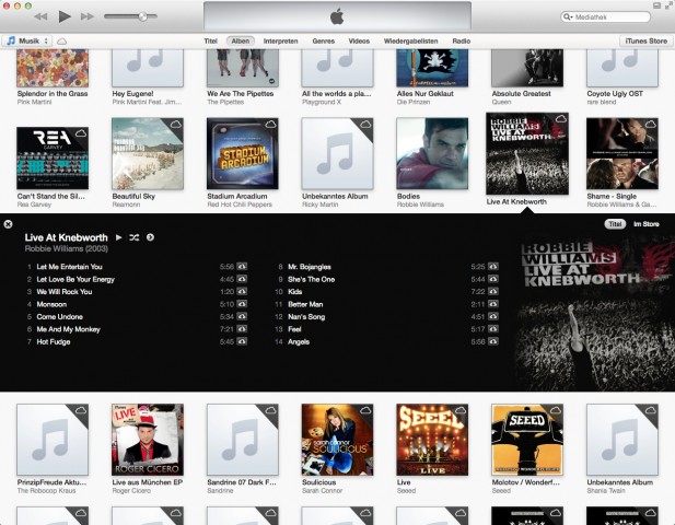 Trackauswahl in einem Album in iTunes 11 (Bild: Apple)