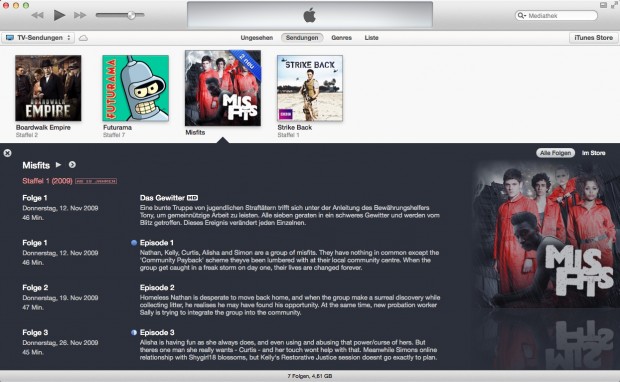 Mediathek in iTunes 11 (Bild: Apple)