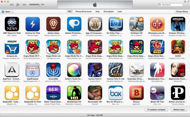 iOS Apps in der Mediathek von iTunes 11 (Bild: Apple)