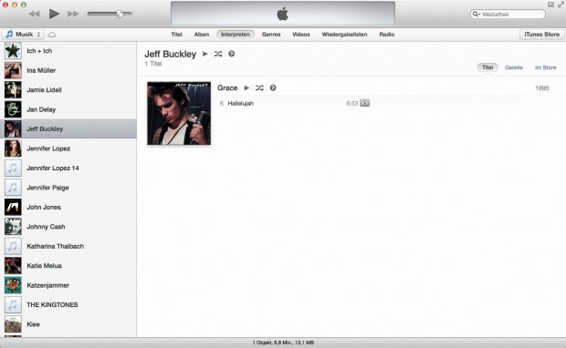 Musik-Mediathek von iTunes 11 (Bild: Apple)
