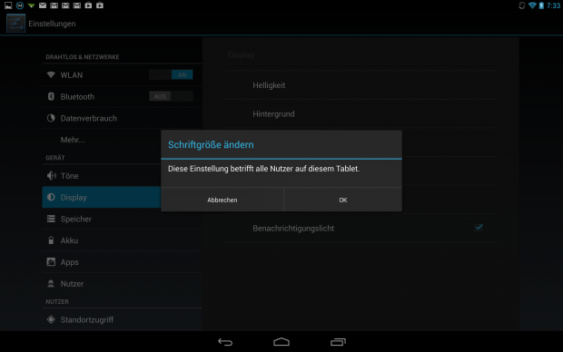 Einzelne Benutzer können ihre Einstellungen gesondert verwalten. Einige gelten aber weiterhin systemweit, etwa die für die Schriftgröße. (Screenshot: Golem.de)