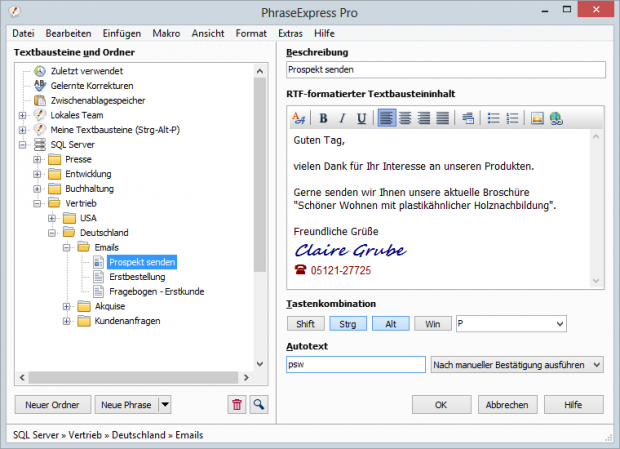 Phraseexpress 9 (Bild: Bartels Media)