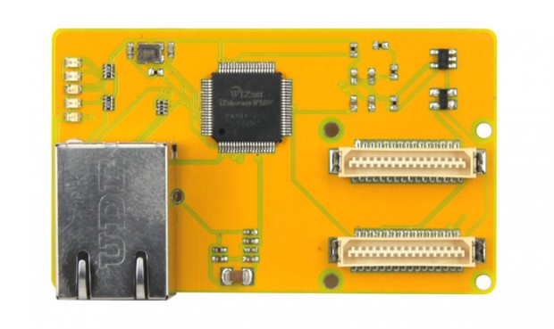 Die Platine mit dem Ethernet-Modul
