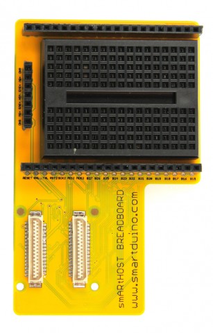 Die Platine mit einer Steckplatine