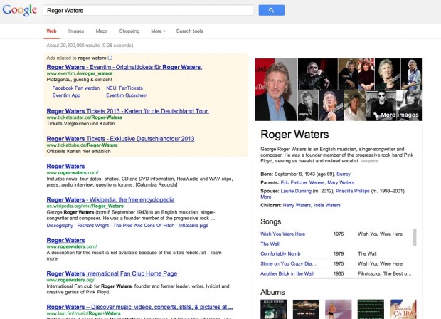 Google Knowledge Graph (Screenshot: Golem.de)