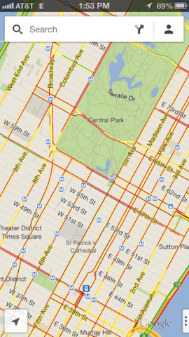 Google Maps für iOS mit Informationen zur Verkehrslage