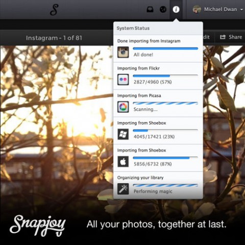 Snapjoy - Import aus Bilderdiensten (Bild: Snapjoy)