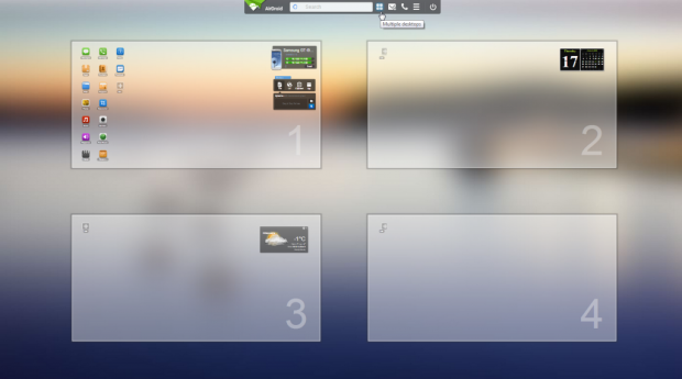 Der Nutzer kann vier Startbildschirme einrichten. (Screenshot: Golem.de)
